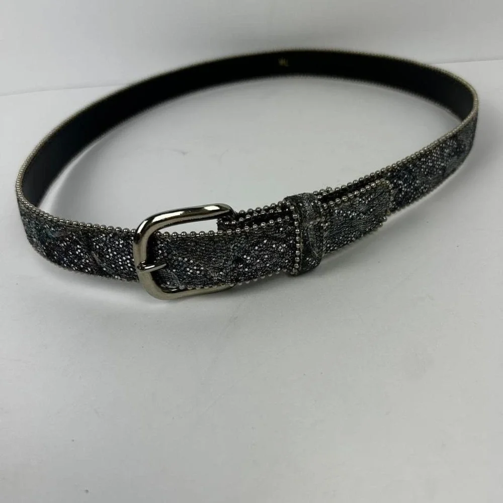 Black Silver Mesh Glitter Coquette Belt with Silver Rhinestones Sz ML - Picture 4 of 6